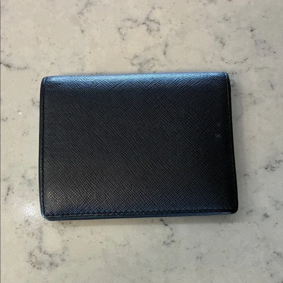 Prada Vitello Move Bi-Fold Wallet in Blue Leather & Silver Hardware - Picture 7 of 7